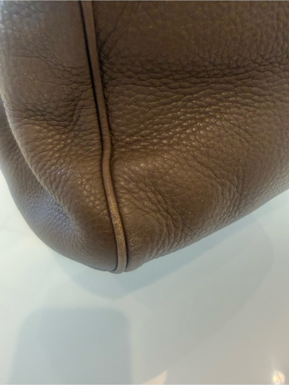 Gucci Brown Pebbled Leather Bamboo-Handle Satchel - Picture 4 of 9